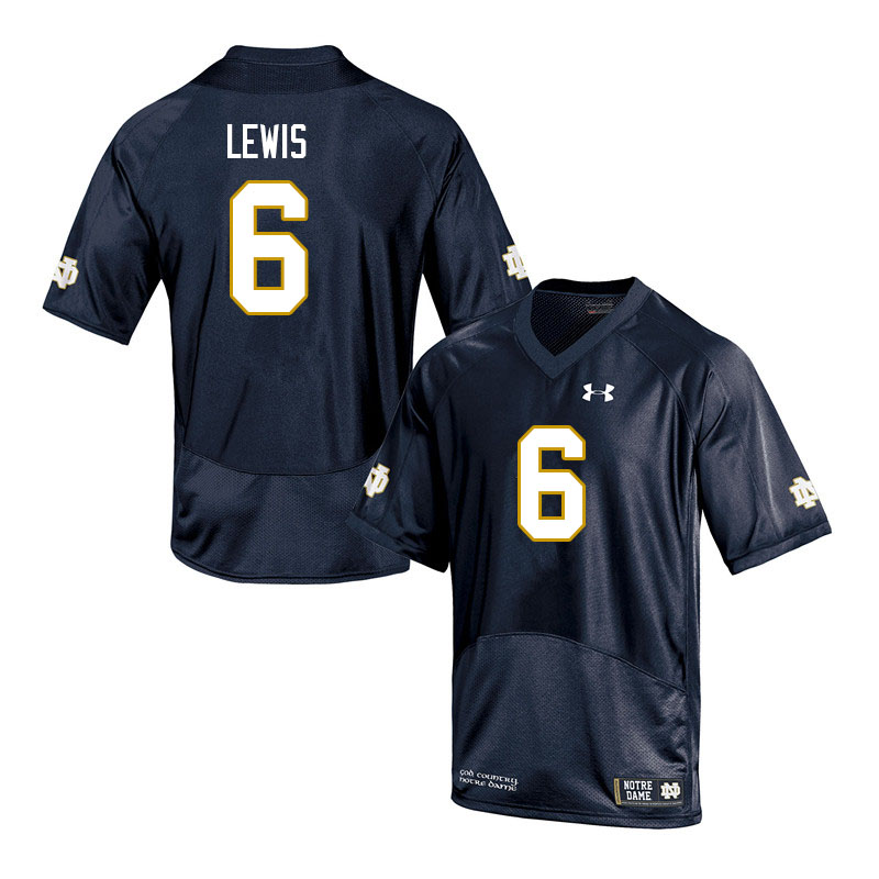 Men #6 Clarence Lewis Notre Dame Fighting Irish College Football Jerseys Sale-Navy - Click Image to Close